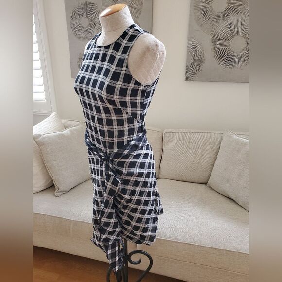 ✨ RAG & BONE ✨ Brighton Plaid Tank Wrap Skirt Dress - [XS, Black & White] - Picture 6 of 16